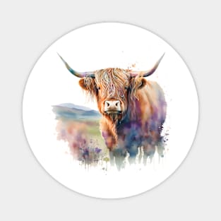 Highland Cow Watercolour Magnet